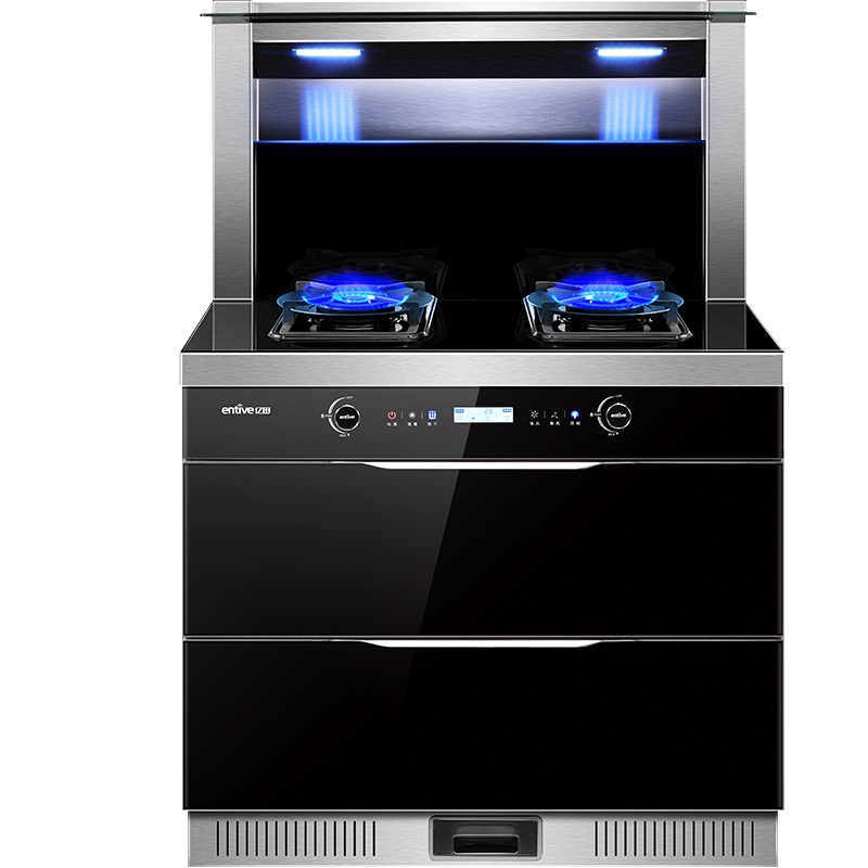 亿田(entive)B5BGMH侧吸下排抽油烟机燃气灶消毒柜套装家用一体灶 天然气 集成灶