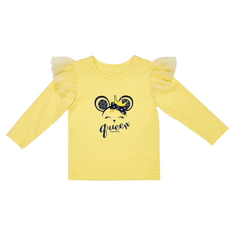 婴姿坊女童长袖T恤儿童t圆领印花打底衫