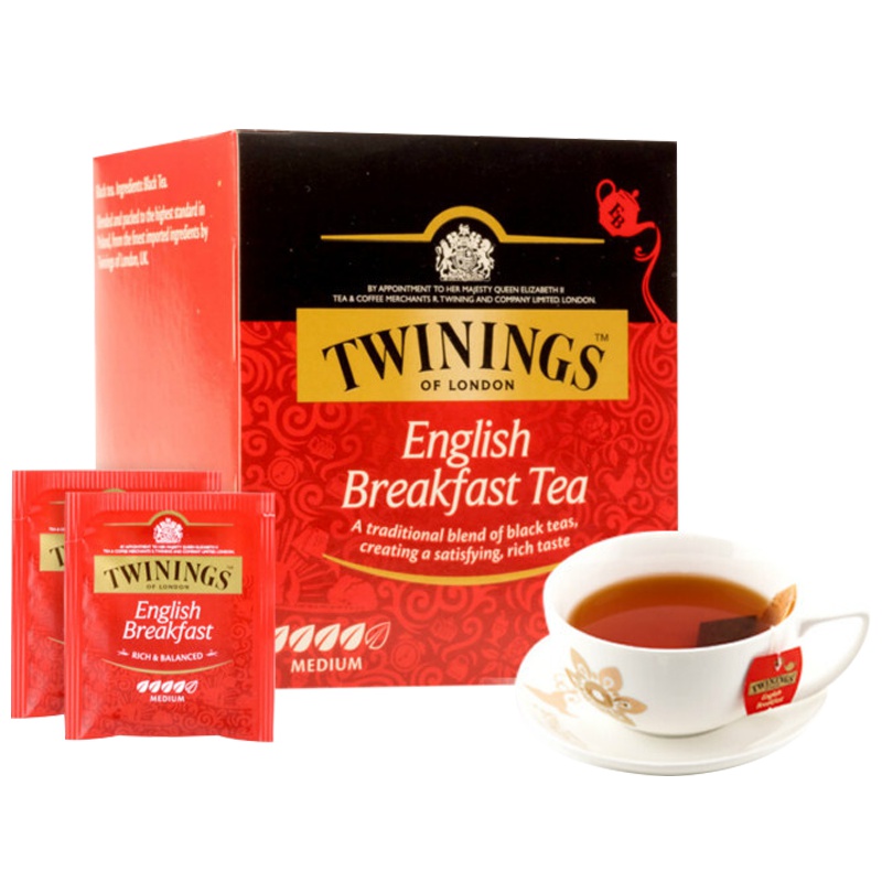 波兰进口 川宁(TWININGS) 茶叶红茶茶包 英国川宁英式早餐红茶 10包*2g 20g/盒