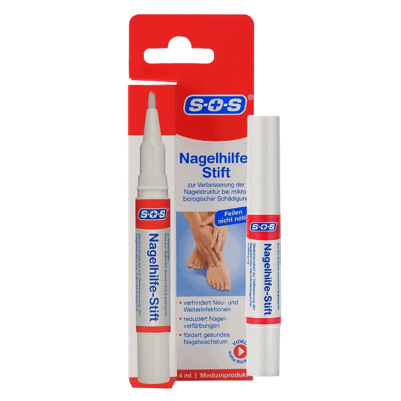 德国SOS原装进口灰指甲笔4ml 灰指甲专用药笔抑菌液软甲膏去除增厚灰甲外用 1支装 足部护理用品