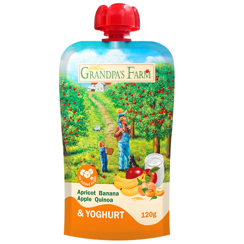 爷爷的农场 进口宝宝辅食泥 风味发酵乳杏香蕉苹果藜麦味 120g/袋