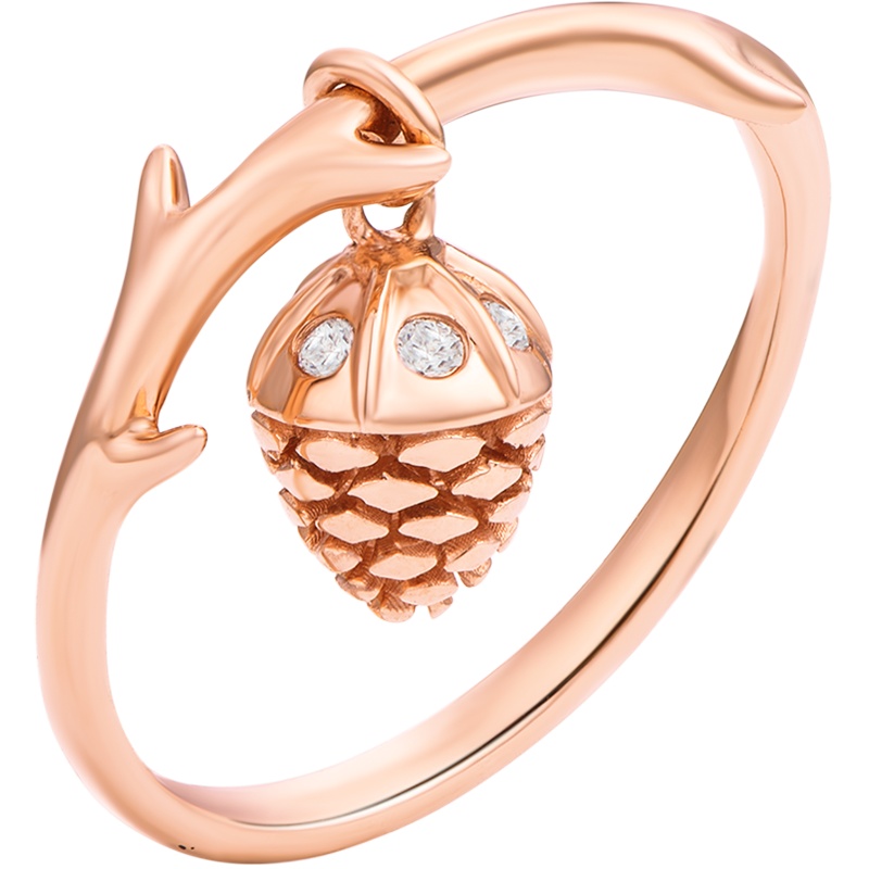 MONOLOGUE独白树枝松果18K金钻石戒指钻戒MA1363