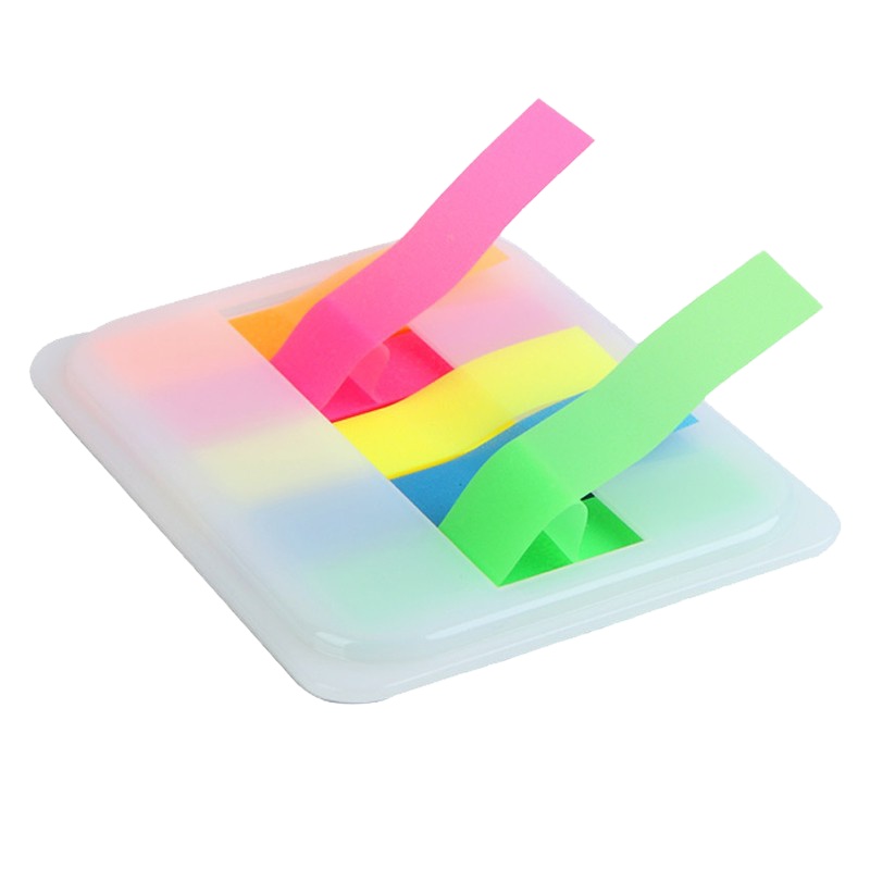 齐心D6017荧光标签5包 44*12mm便签条 便利贴 便条纸