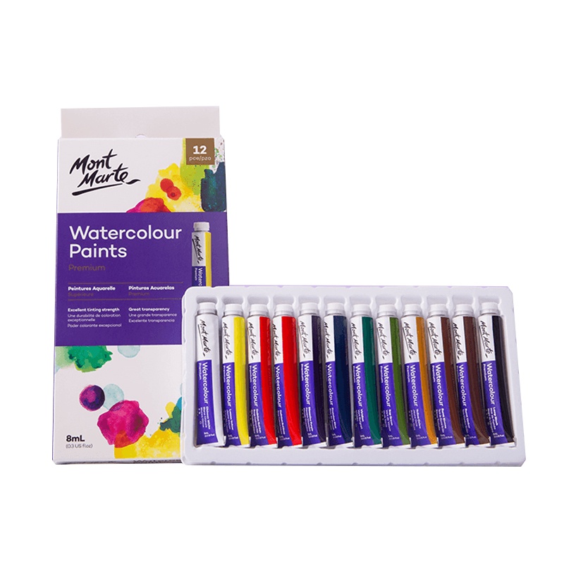 蒙玛特MontMarte 水彩颜料套装 手绘12色艺术家管装颜料8ML