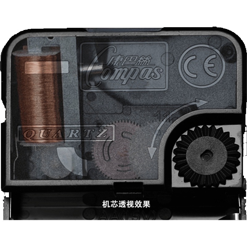 康巴丝(Compas)客厅挂钟卧室电子钟表创意 个性时尚日历时钟石英钟家用 14英寸(直径35.5厘米) 银灰色 普通款