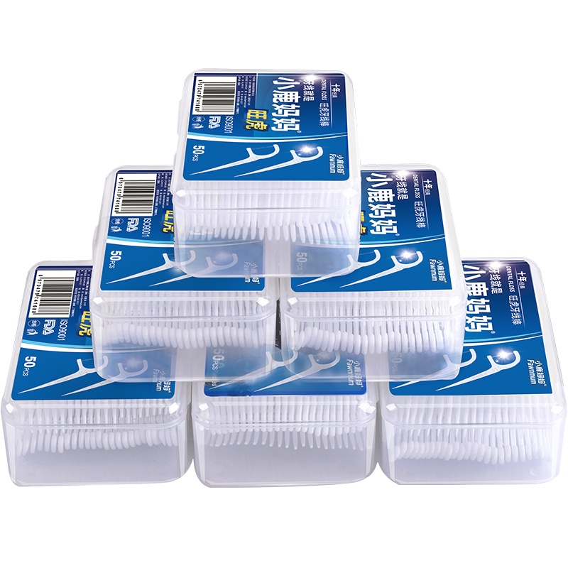 小鹿妈妈(FAWN MUM)牙线棒旺虎牙线盒装清洁牙缝50支/盒*6 共300支