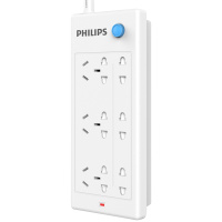 飞利浦(Philips)2620B六位全长1.8米总控开关大孔间距新国标带保护门线芯加粗插座插排拖线板接线板插排白色