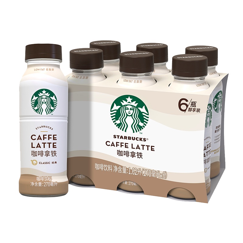 starbucks/星巴克星选咖啡拿铁咖啡饮料270ml*6瓶装