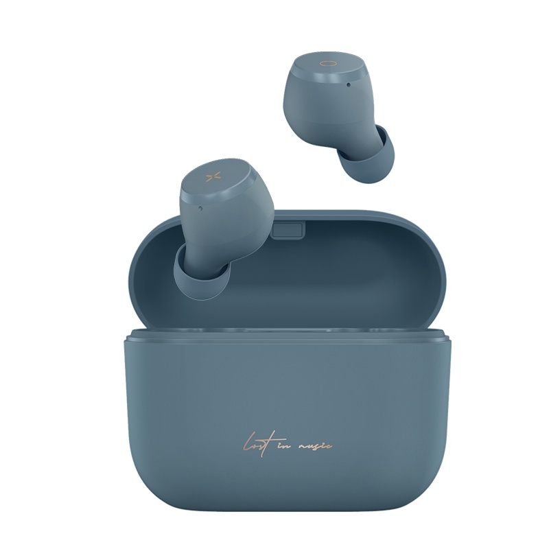 漫步者×冇心蓝牙耳机双耳入耳式隐形超长待机女生款可爱真无线通用iphone华为vivo有心耳机MiniBuds-雾霾蓝