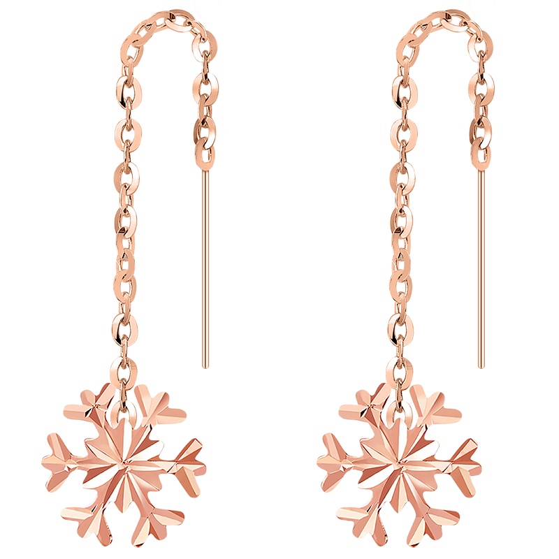 梦克拉 18k耳坠女气质长款18k耳线 玫瑰金耳饰彩金耳坠小清新