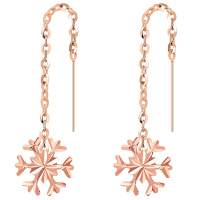 梦克拉 18k耳坠女气质长款18k耳线 玫瑰金耳饰彩金耳坠小清新