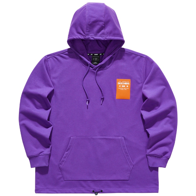 Skechers斯凯奇官方2021春季新款男女品牌印花大口袋罗纹舒适休闲卫衣L121U132