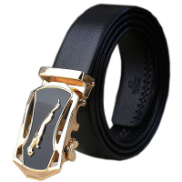 男士皮带 青年自动扣男士腰带 红品HONGPIN男式帅气黑色系裤带男款 韩版时尚新潮简约男生潮流商务百搭PU裤腰带