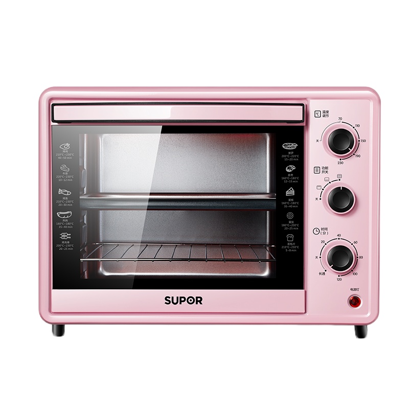 苏泊尔(SUPOR)电烤箱家用小型烤箱多功能30L升大容量烘焙蛋糕易操作单独控温 仙女粉K30FK606