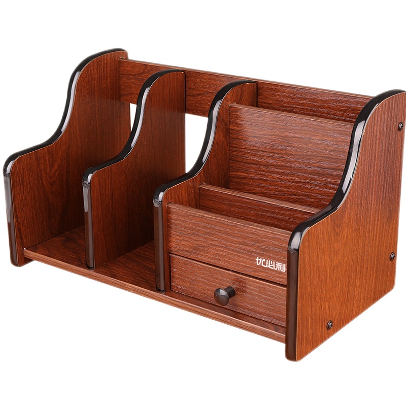 优必利 木质笔筒桌面收纳盒笔筒/笔袋 组合办公桌整理架 桌面抽屉收纳座 6021A