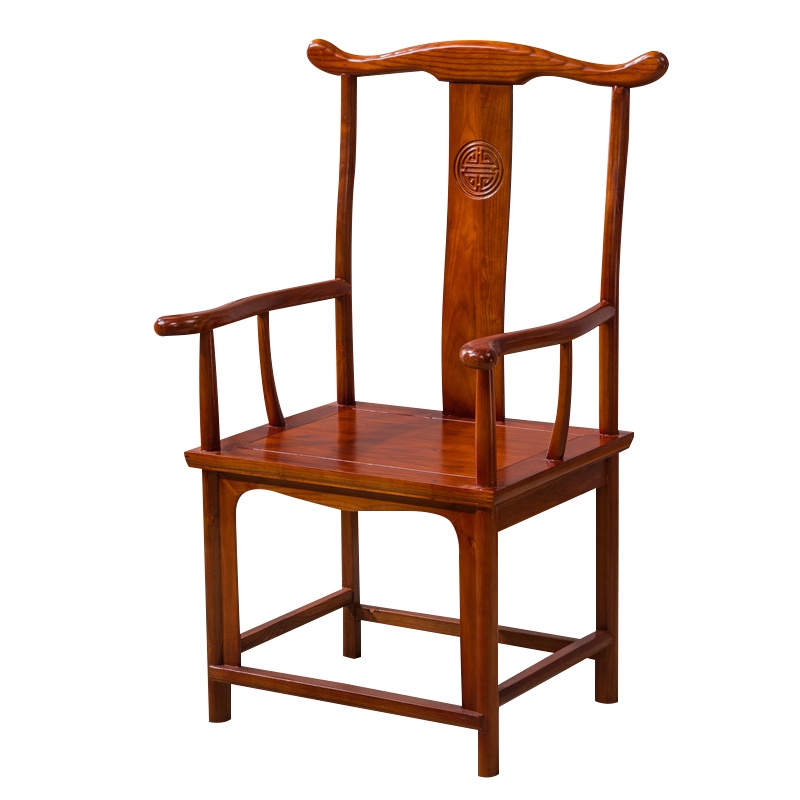 梦商 新中式椅 官帽椅 榆木圈椅 围椅 茶桌主椅 酒店办公饭店靠背椅 太师椅 餐椅