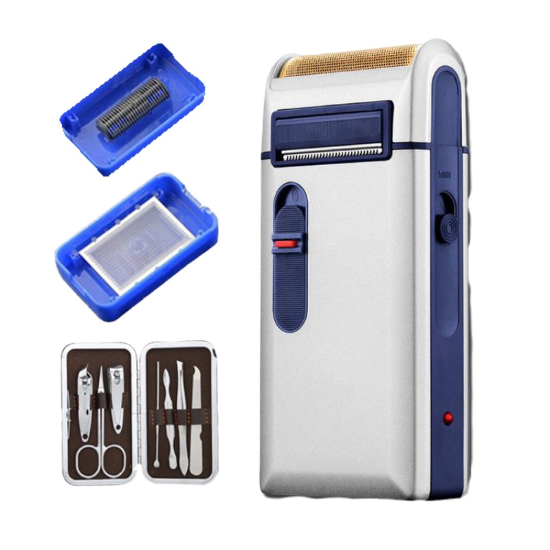 剃须刀时光旧巷往复式男士电动刮胡刀带鬓角修剪器充电式 烟斗301+1刀片+1网罩+美甲七件套
