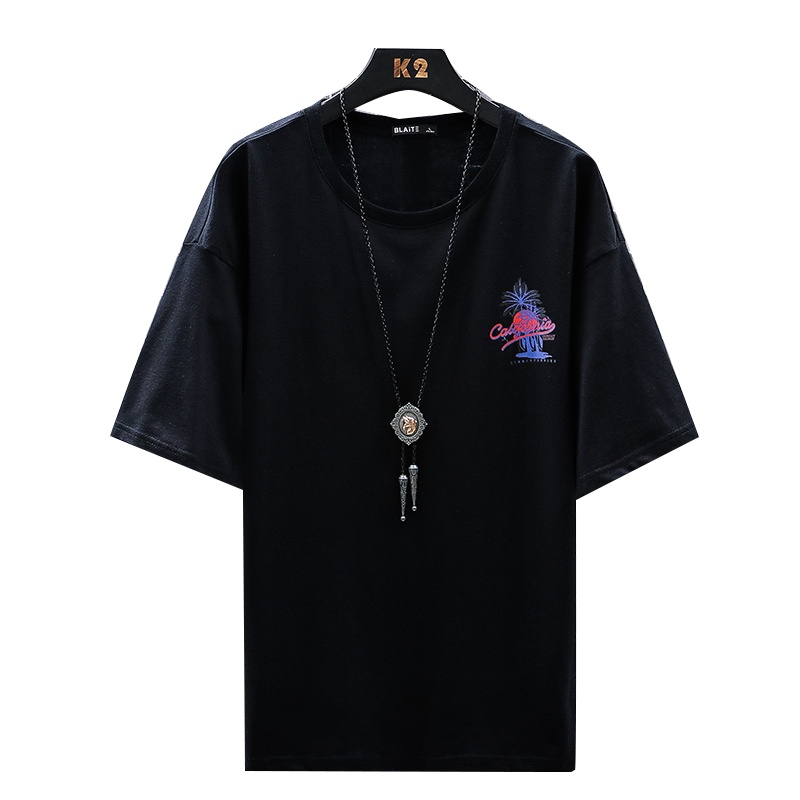 吉普战车2021年夏季新款男士T恤男士中青年棉弹透气时尚韩版短袖体恤男士休闲潮款印花拼色t恤男装JIPUZHANCHE