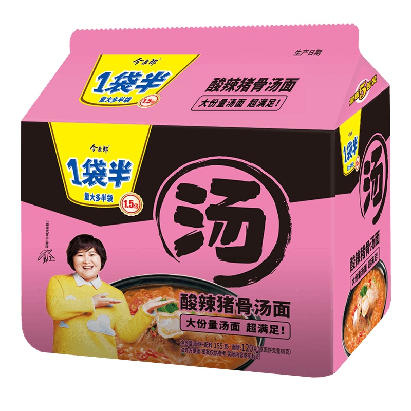 今麦郎 1袋半酸辣猪骨汤面5连包 155g *5