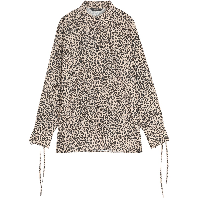 妖精的口袋豹纹雪纺盐系衬衫2020春季新款女设计感小众心机上衣潮