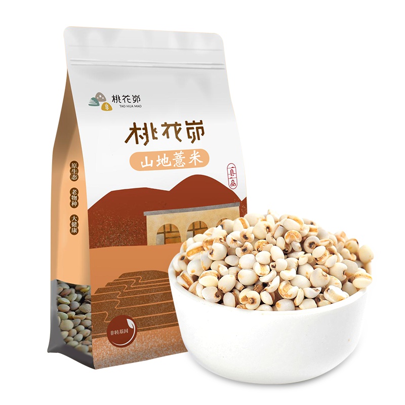 [中国特色]米脂馆 桃花峁 陕西农家自种自产薏米自立袋500g袋 陕北特产杂粮 天然 优质 农家扁豆 陕北