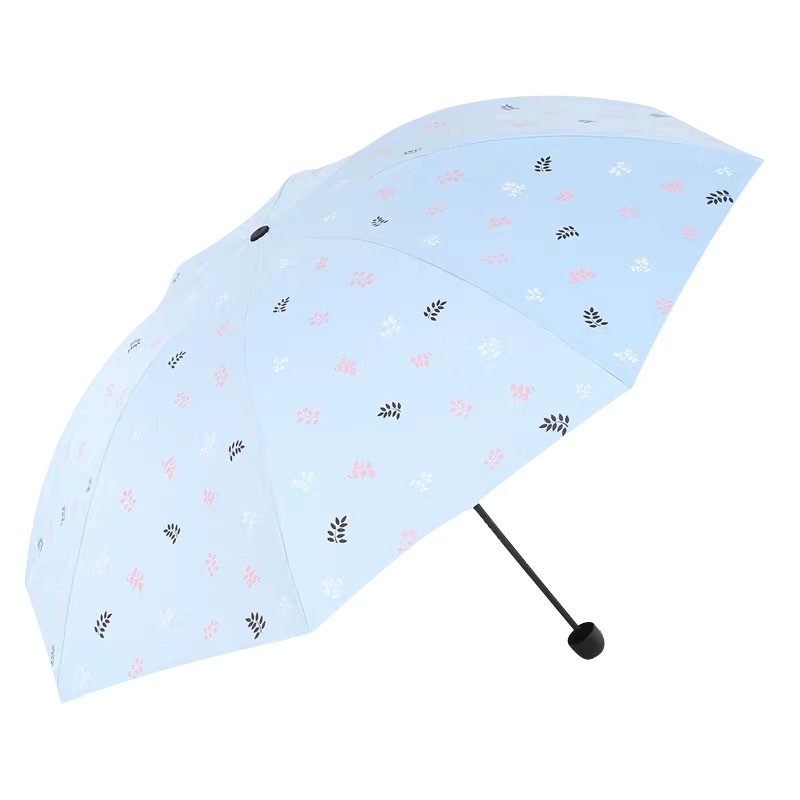 天堂伞 三折叠晴雨伞黑胶防晒小清新太阳伞遮阳伞57cm*8骨 叶舞芳菲