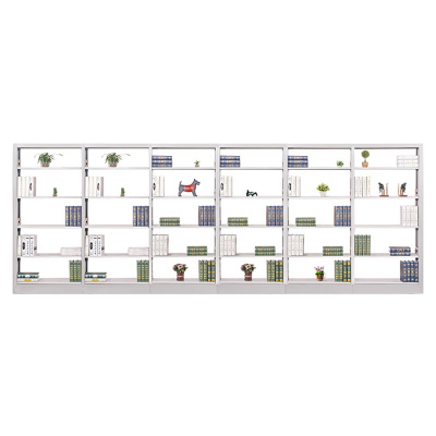 三圣 办公家具钢制书架学校图书馆书店书籍室阅览室书架展示架书柜资料架柜双面一列五组