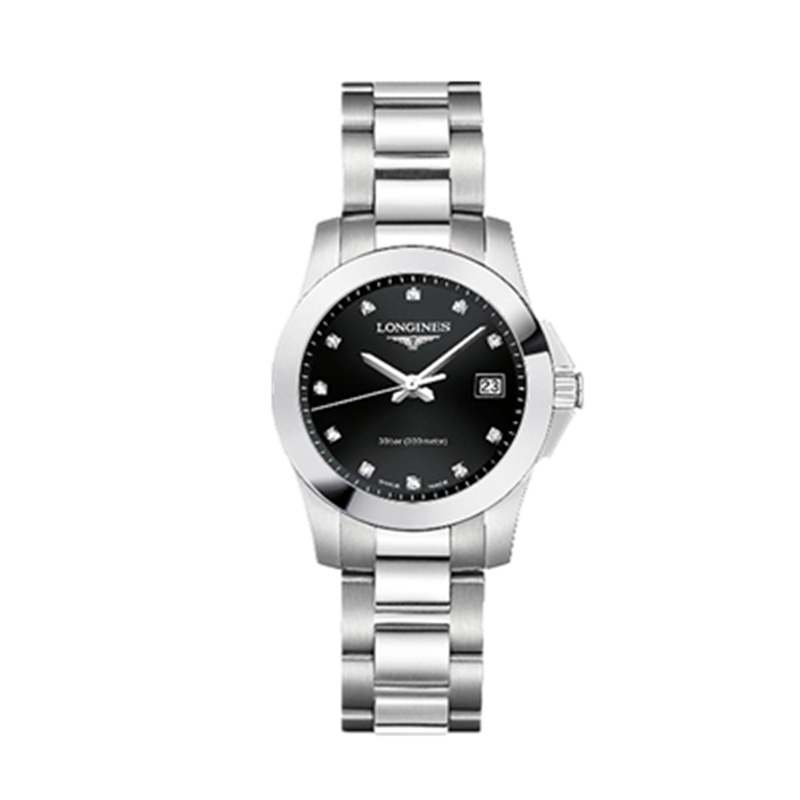 浪琴(Longines)瑞士表女表征服者系列运动时尚L3.376.4.57.6女士石英表29.5mm