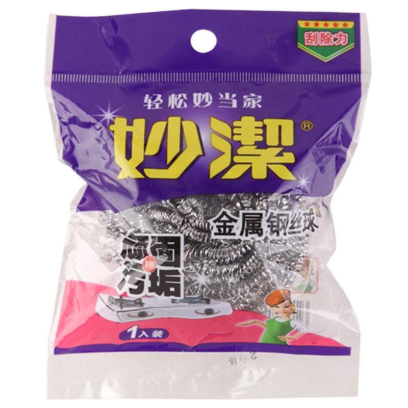 妙洁(MIAOJIE) 妙洁C型金属不锈钢粗钢丝球 厨房用品清洁球 不易松散不掉屑洗碗刷洗锅刷 1只装 5包