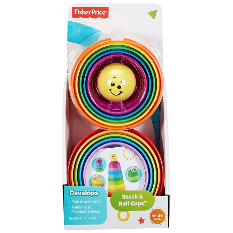 Fisher Price费雪-层叠彩虹杯 男孩女孩玩具 Stack & Roll Cups K7166