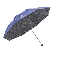 天堂伞 黑胶内外丝印满天星三折晴雨伞太阳伞 30496ELCJ