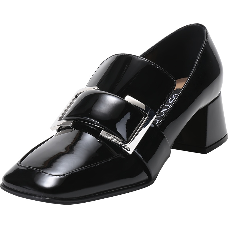 塞乔罗西 Sergio Rossi 女士sr Prince系列皮革方头粗跟鞋皮鞋A86680 MVIV01