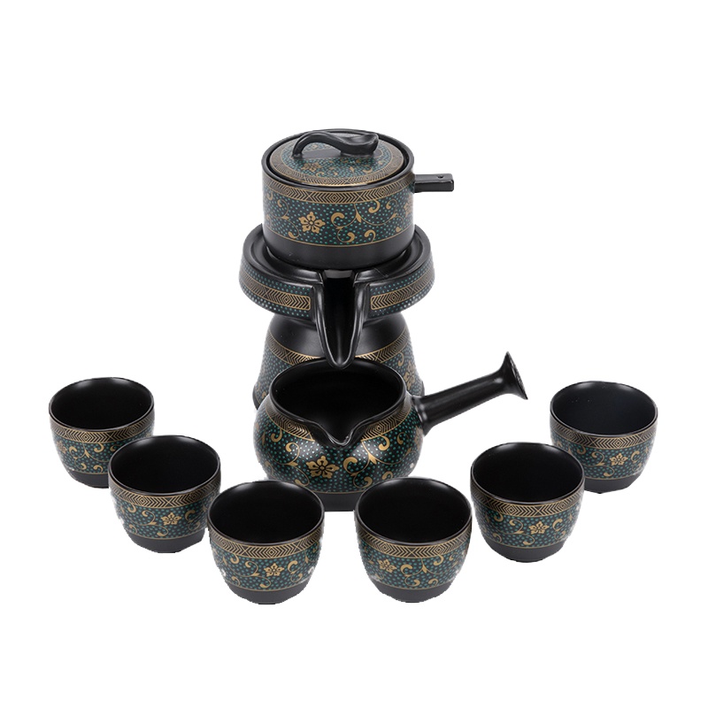 唐宏坊 茶具套装半全自动家用陶瓷懒人茶具石磨茶壶茶杯礼品套装功夫茶具
