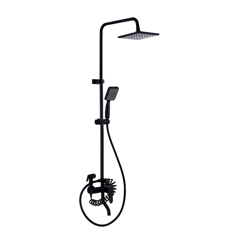 康佳(KONKA)黑色花洒套装淋浴花洒套装 淋浴喷枪增压花洒喷头沐浴莲蓬头4档花洒套装 黑客款-4档增压圆形花洒套装