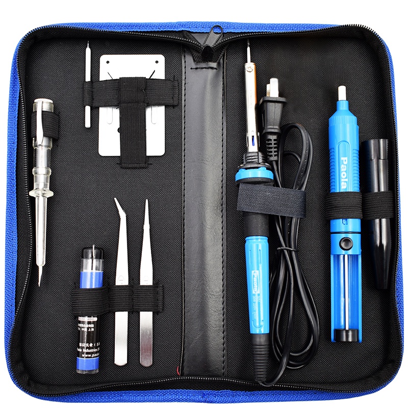 [苏宁自营]保拉(Paola)工具 10件套电烙铁工具包套装电子焊接维修 电烙铁焊锡丝镊子吸锡器测电笔 8151