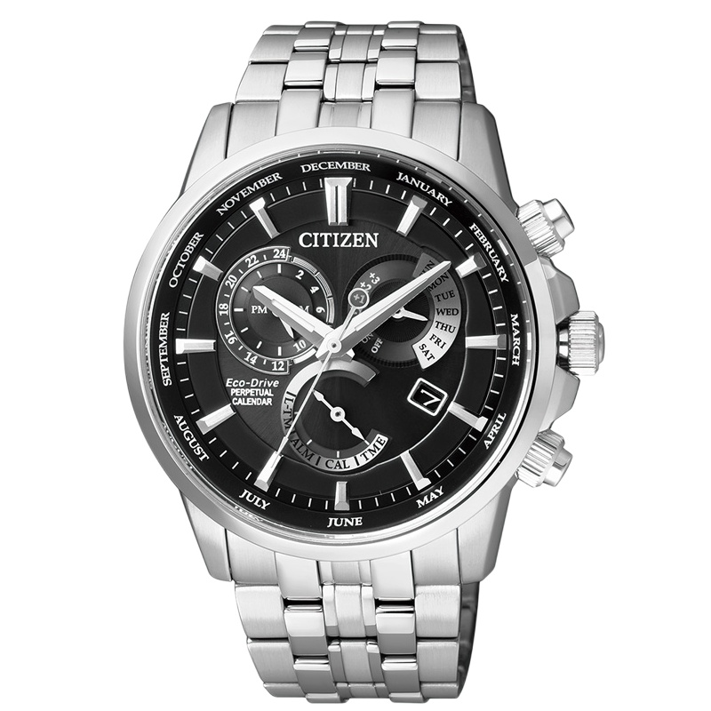 西铁城(CITIZEN)手表男士日本光动能蓝色表盘三眼万年历多功能时尚休闲商务男表 BL8141-87E