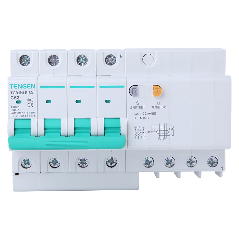 天正电气 空气开关 TGB1NLE-63 4P C 40A 30mA 01070240123 微型漏电保护断路器