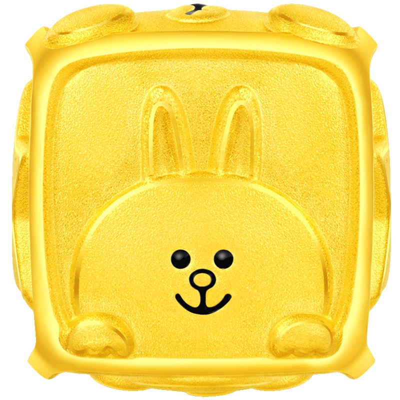 周大福LINE FRIENDS系列全家福路路通足金黄金吊坠R22074