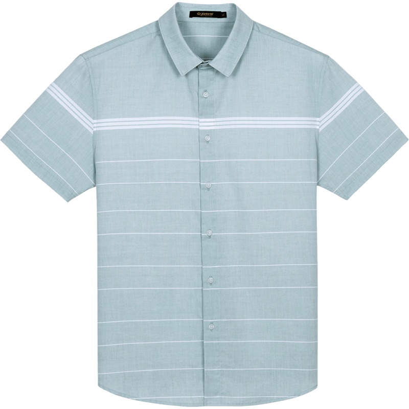 千纸鹤条纹撞色短袖衬衣男2020春夏商务休闲衬衫男上衣10299