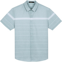 千纸鹤条纹撞色短袖衬衣男2020春夏商务休闲衬衫男上衣10299