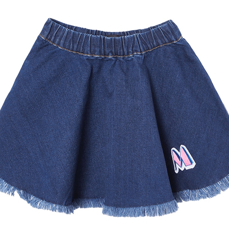 minipeace太平鸟女童短裙洋气下摆装饰儿童针织牛仔裙春装