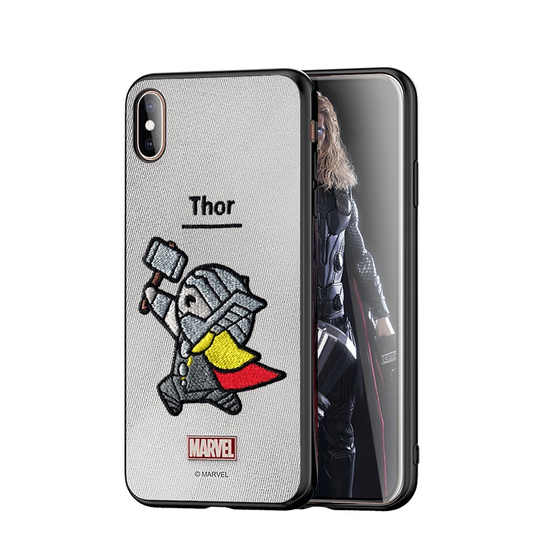 ESCASE 苹果x/xs手机壳iPhonex/xs保护套卡通动漫硅胶软边全包防摔布艺刺绣工艺漫威正版灰色雷神