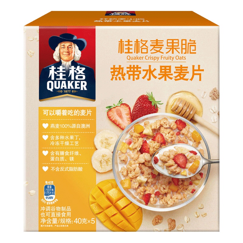 桂格麦果脆热带水果麦片-盒装 200G