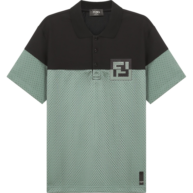 FENDI 男士 聚酯纤维/棉镂空短袖POLO衫FAF632 A52G