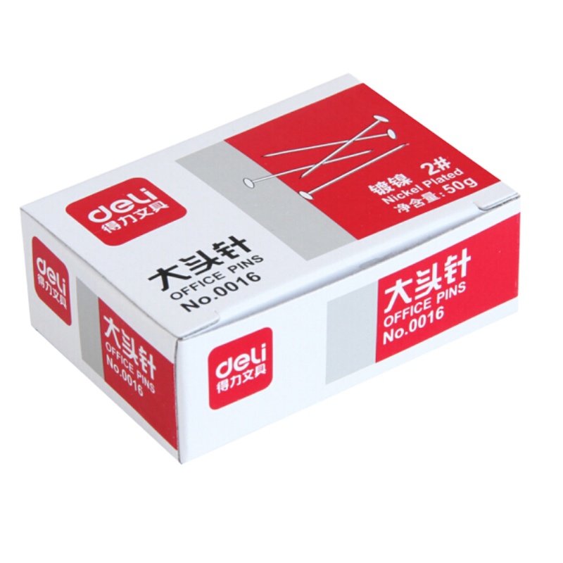 得力(deli)0016 24mm大头针直别针 服装裁剪定位针(50克/盒)