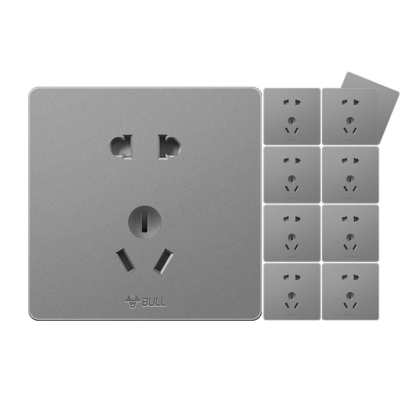 公牛(BULL) 开关插座面板 其他电源开关插座G12星空灰正五孔十支装系列 86型插座面板 五孔插座套装