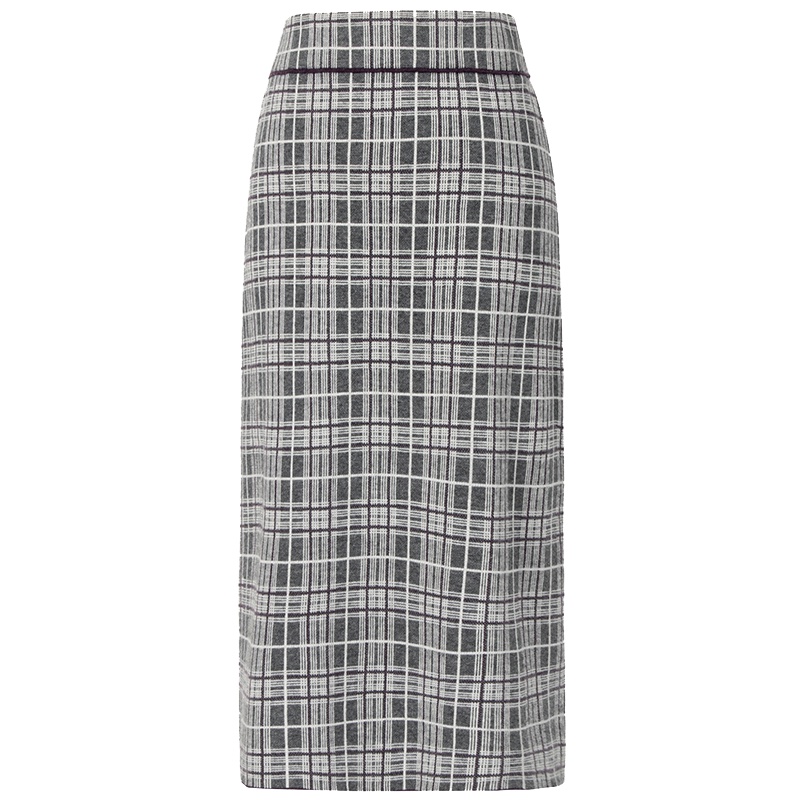 伊芙丽冬装新款韩版裙子气质港味中长裙复古格子半身裙女