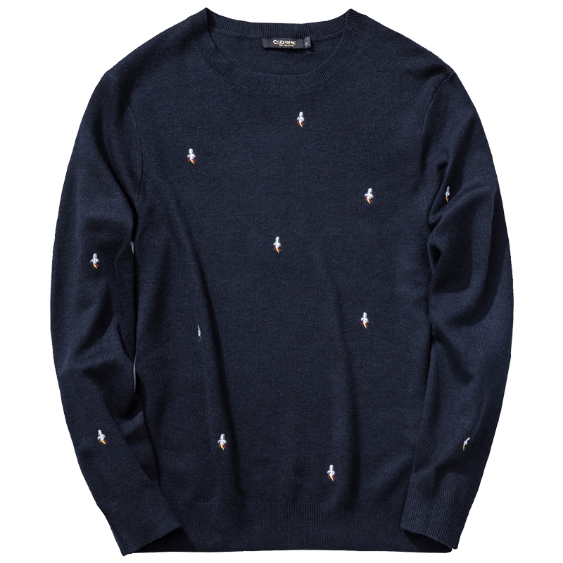 千纸鹤男士圆领针织衫2019秋冬新款青年时尚休闲保暖毛衣男50083