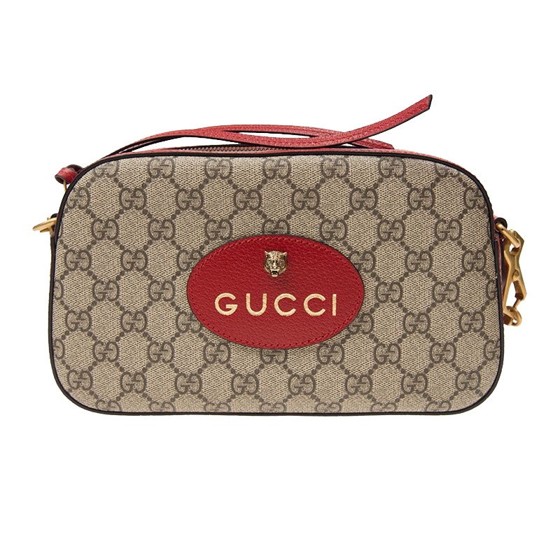 [海外直邮]GUCCI 古驰女包红色虎头包帆布邮差包女士单肩斜挎包476466 K05NT 9681