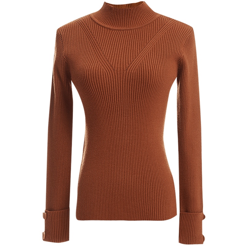 欧昵雪冬装套头半高领长袖显瘦毛衣女修身打底针织衫上衣